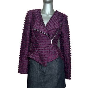 Bensoni Textured Moto Peplum Jacket (306)